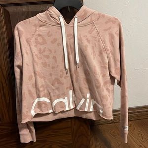 pink cheetah Calvin Klein cropped sweatshirt